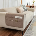 Axyaa Armrest Pad Storage Layer Modern Sofa Cover Khaki Gray