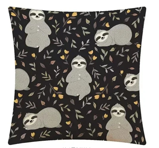 Axyaa Cute Sloth Elephant Leaf Pillowcase with Flashing Lights - 45x45 50x50