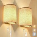Axyaa Stepped Color Wall Lamp Set for Bedrooms, On/Off Switch, Linen Fabric