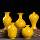 Axyaa Yellow Glazed Ceramic Vase - Elegant Home Décor and Craft Decoration