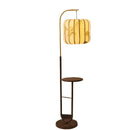 Axyaa Retro Wooden Storage Rack Floor Lamp Integrated LED for Living Room, Office