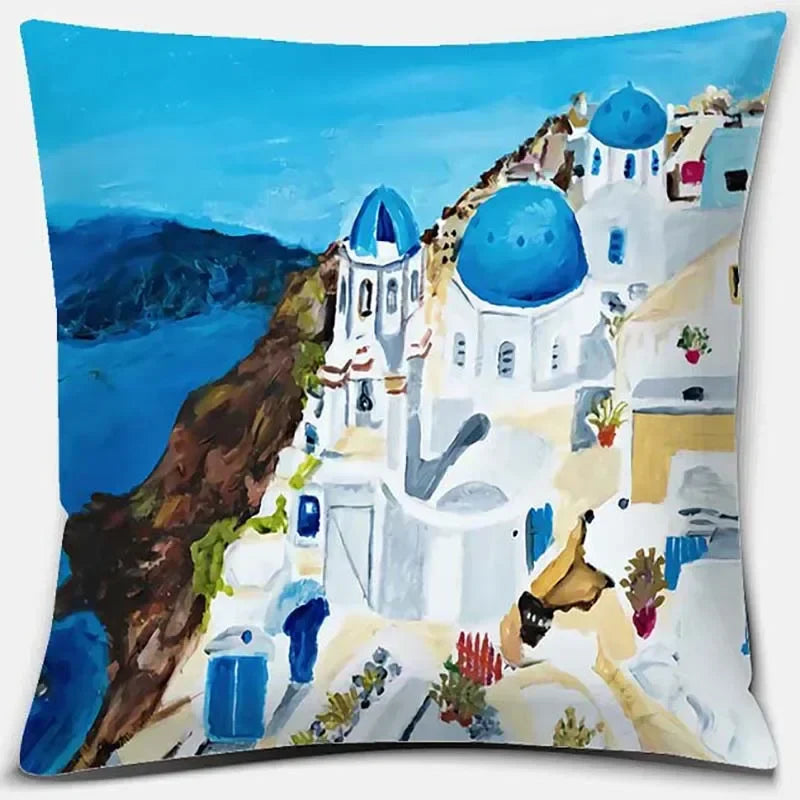 Axyaa Santorini Series Pattern Pillowcase Square Cushion Cover Home Sofa Decor
