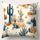 Axyaa Desert Cactus & Floral Print Pillow Covers, 17.7" - Blue, Green, Orange & Pink