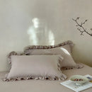 Axyaa Ruffled Cotton Pillowcases - Soft Double Layer Gauze Cover