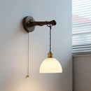 Axyaa LED Bathroom Mirror Wall Lights With Switch, Modern White Glass Wood Reading Lamp