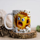Axyaa Ceramic Coffee Mug 350ml: Fun Emoticons Design, Perfect for Home and Office