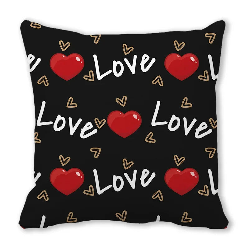 Heart Print Pillowcase for Home Decor by Axyaa - Love Cushion Cover