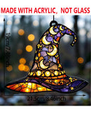 Axyaa Witch Hat Moon Floral Sun Catcher Wall Decor for Home Garden