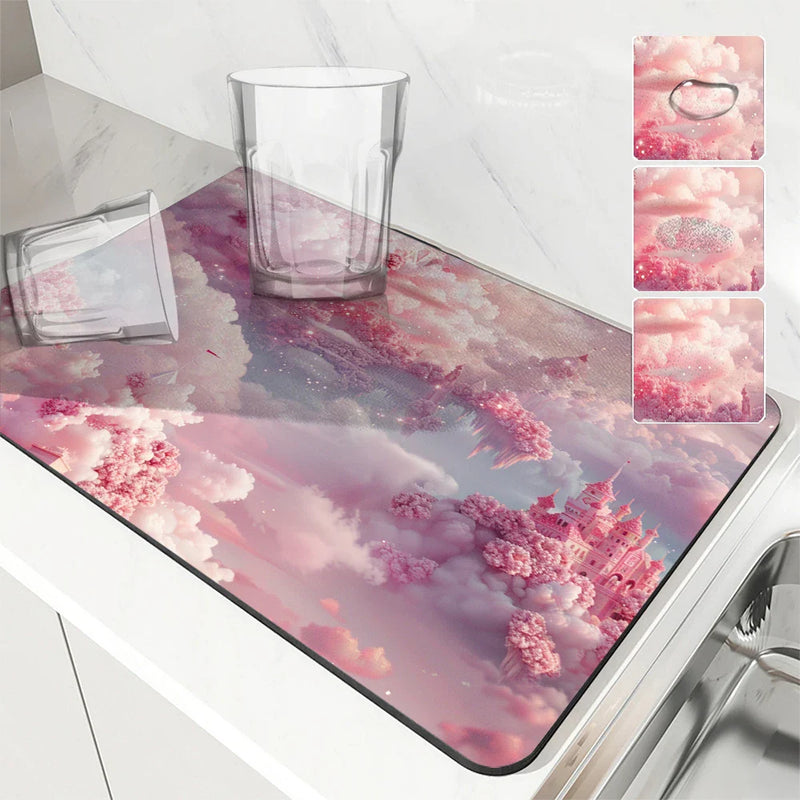 Sky Cloud Castle Absorbent Drying Mat by Axyaa - Table Decoration & Accessories