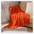 Axyaa Textile City Knitted Throw: Nordic Chunky Plaid Bedspread for Winter