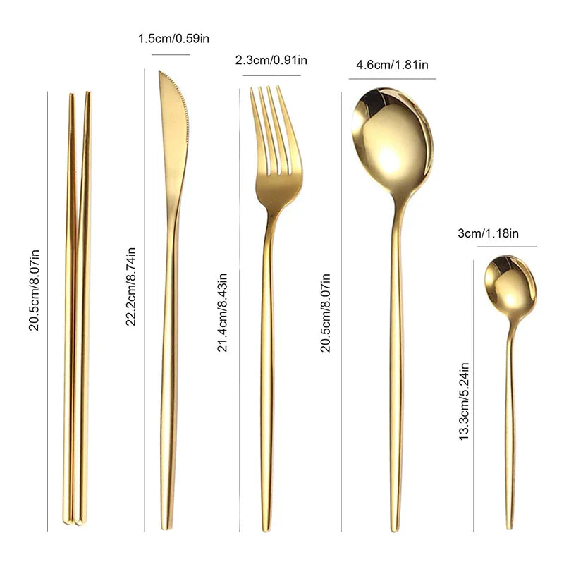 Axyaa 6pcs/30pcs Golden Stainless Steel Cutlery Set