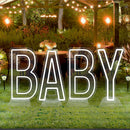 Axyaa Neon Baby Letter Light Sign with Dimmable Base - ABC English Alphabet