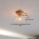Axyaa Copper Wood LED Ceiling Lamp; Modern Ceramic Living Room Lighting Fixtures