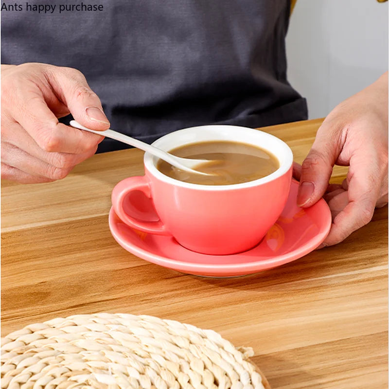 Axya Solid Color Ceramic Coffee Cup and Saucer Set