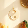 Axyaa Boho Yin Yang Wood Mirror for Home Decor Feng Shui Aesthetic