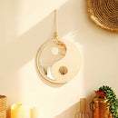Axyaa Boho Yin Yang Wood Mirror for Home Decor Feng Shui Aesthetic