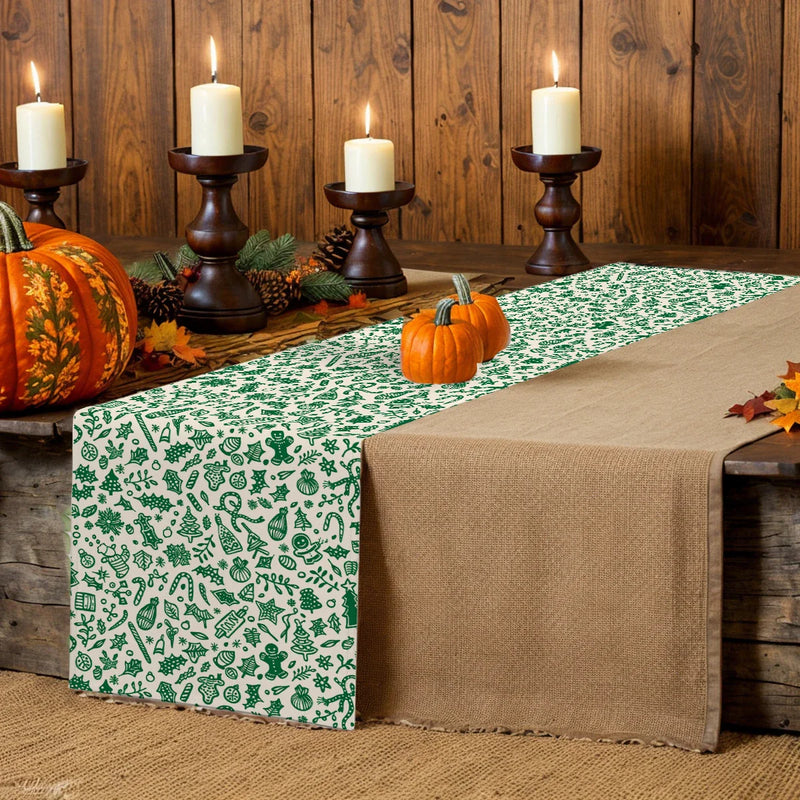 Axyaa Christmas Cartoon Table Runner for Festive Kitchen Decor