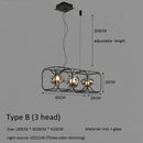 Axyaa Nordic Iron Glass Chandelier Industrial Style Simple Square Living Room Light