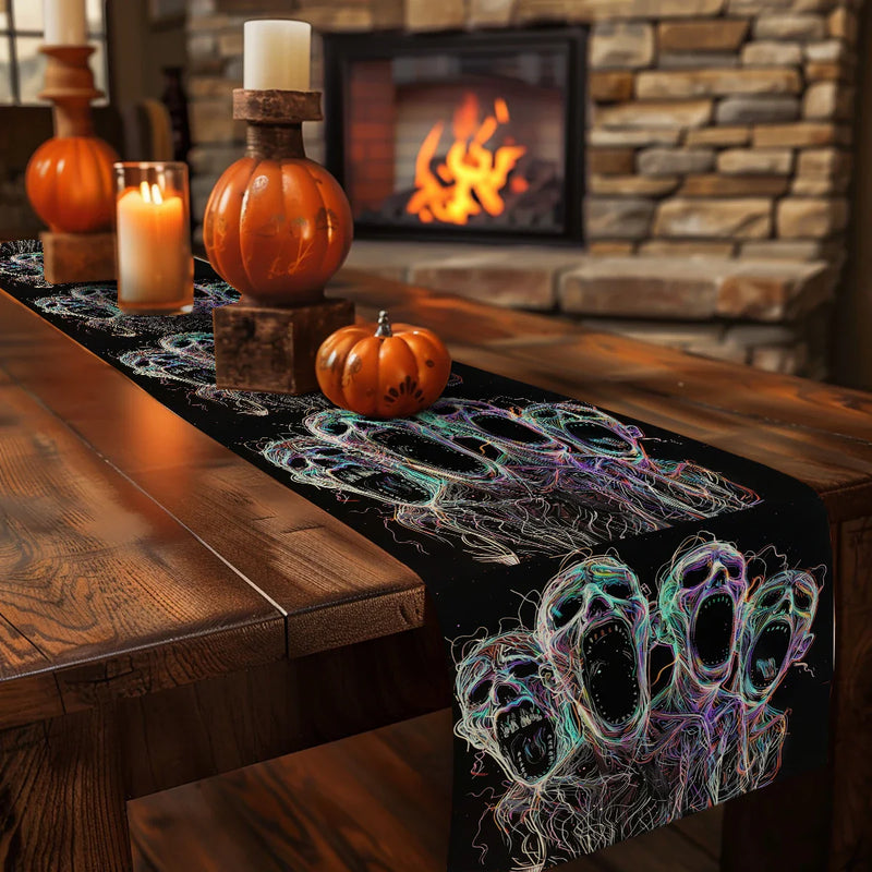 Axyaa Halloween Ghost Lines Table Runner for Home Wedding Decoration