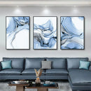 Marble Blue Gold Wall Art Canvas Painting Modern Posters Prints Axyaa