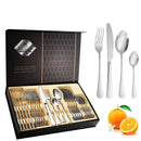 Axyaa Gold Cutlery Set in Specular Light Stainless Steel