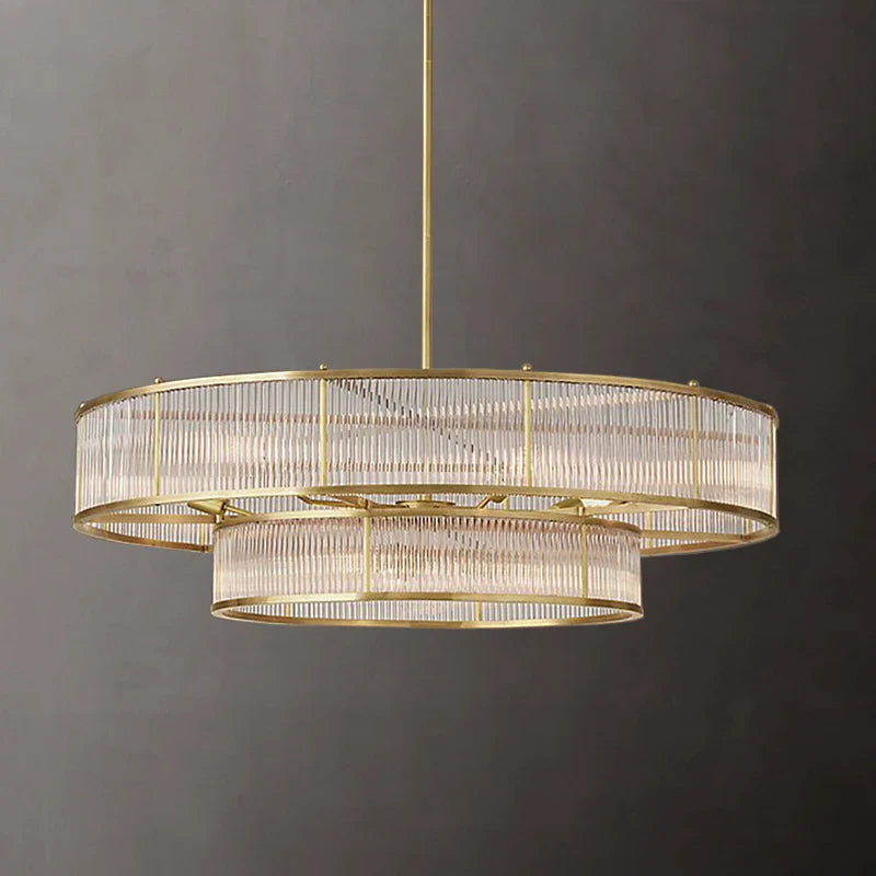 Axyaa Round Metal LED Pendant Lamp with Glass Tubes for Living/Dining Room
