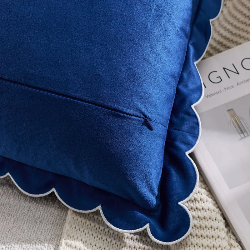 Axyaa Wave Fringed Velvet Cushion Cover in Various Colors