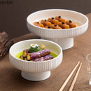 Axyaa White Striped Ceramic Dessert Sushi Plate Set of 4