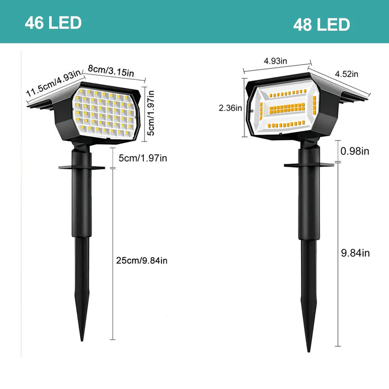 Axyaa Solar LED Landscape Spotlights - 3 Modes Waterproof Outdoor Wall Lights