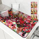 Axyaa Geometric Color Kitchen Mat: Absorbent, Antiskid, Quick Dry Tableware Pad