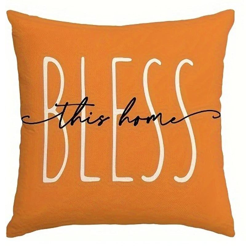 Axyaa Orange Floral Pillowcase - Home Decor Sofa Chair Cushion Cover