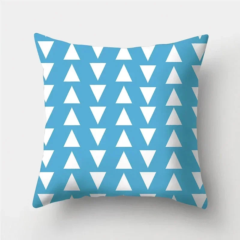 Axyaa Blue Geometric Pattern Cushion Cover for Living Room Sofa Decoration
