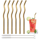 Axyaa Stainless Steel Reusable Metal Straws Set - 8Pcs Bar Accessory & Cocktail Party Favor