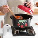 Axya Ceramic Strawberry Casserole Soup Pot - Red Round Kitchenware