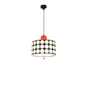 Axyaa Cylindrical Metal Pendant Lamp, Red Black Ball, Novelty E27 Bulb, Art Decor, Dining Kitchen