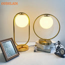 Axyaa Gold Metal Base Glass Ball LED Desk Lamp - Art Decor Statement Piece
