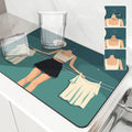 Axyaa Clothesline Art Drying Mat: Non-Slip Absorbent Tableware Mat for Kitchen Counter