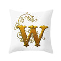 Axyaa European Gold 26 Letters Digital Printed Pillowcase for Home Decor