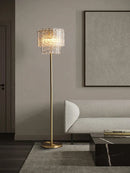 Axyaa Clear Glass Crystal Floor Lamp: Luxe Standing Light for Home Decor & Bedside