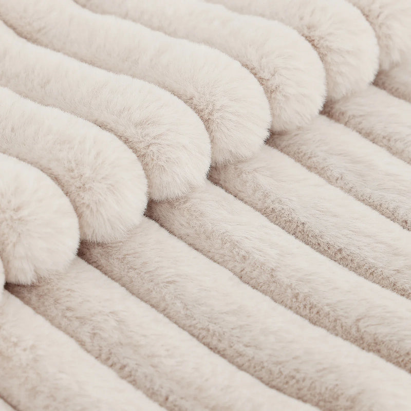 Axyaa 16x16 Faux Fur Striped Pillow Covers 2pcs - Soft Plush Velvet Back