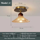 Axyaa Vintage Glass Ceiling Light Metal Wood Fixture Surface Mount Hallway Entryway Kitchen