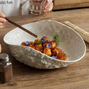Axyaa Ceramic Oval Soup Plate - White Minimalist Dinner Plate