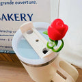 Axyaa Silicone Straw Cover Large Rose Flower Shape Heat-resistant Dust Proof Cup Accessorie
