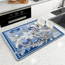 Axyaa Flower Plant Horse Kitchen Drying Mat - Quick Dry Absorbent Draining Pad