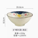 Axyaa 8-Inch Ceramic Trumpet Bamboo Hat Soup Bowl Set for Noodle & Tableware.