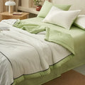 Axyaa Summer Cool Quilt Set - Washed Cotton, Solid Color, Machine Washable