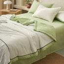 Axyaa Summer Cool Quilt Set - Washed Cotton, Solid Color, Machine Washable