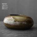 Axyaa Black Terracotta Abstract Vase Coarse Pottery Retro Glazed Flower Arranger