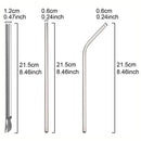 Axyaa Gold Steel Straw Spoon Set with Brush - 13Pcs