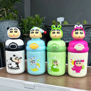 Axyaa Cartoon Thermos Bottle: Stainless Steel Insulated Vacuum Cup with Straw for Kids.